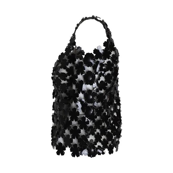 Paco Rabanne Flower Chain-Mail Tank Top in Black Polyurethane - Picture 2 of 3